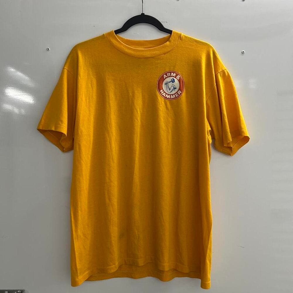 VTG 1980s Hanes Arm & Hammer promo yellow t-shirt